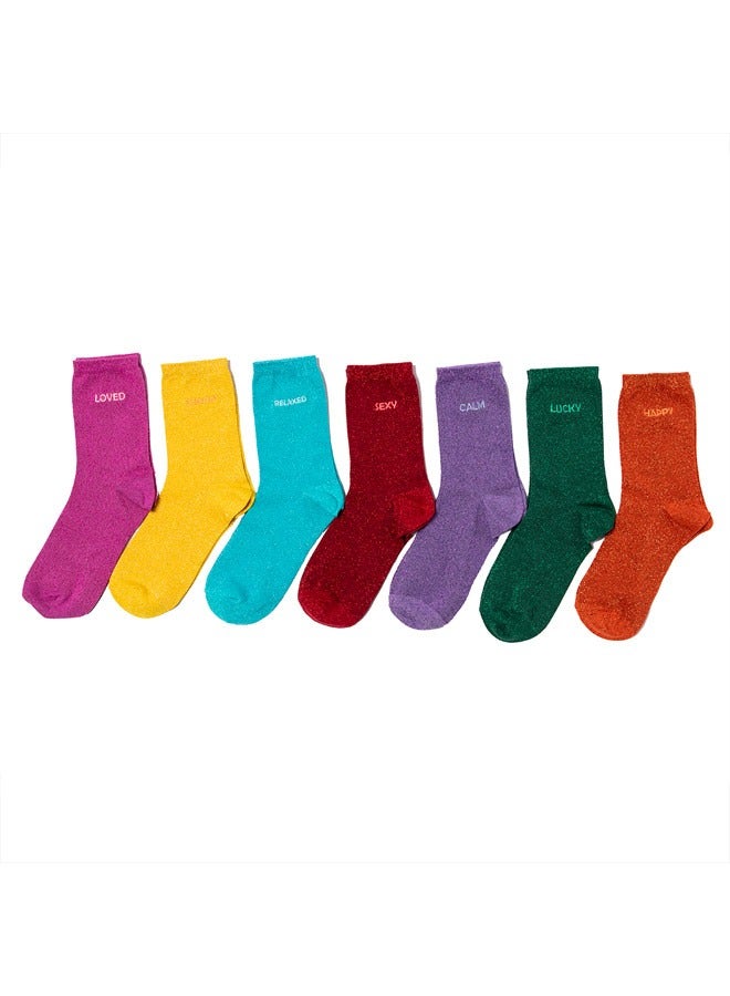 Biggdesign Moods Up Glitter 7 Piece Women Socks - Image 1