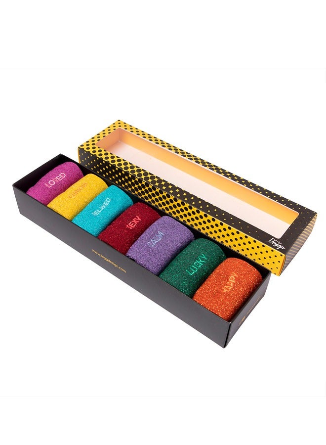 Biggdesign Moods Up Glitter 7 Piece Women Socks - Image 4