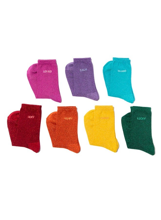 Biggdesign Moods Up Glitter 7 Piece Women Socks - Image 2