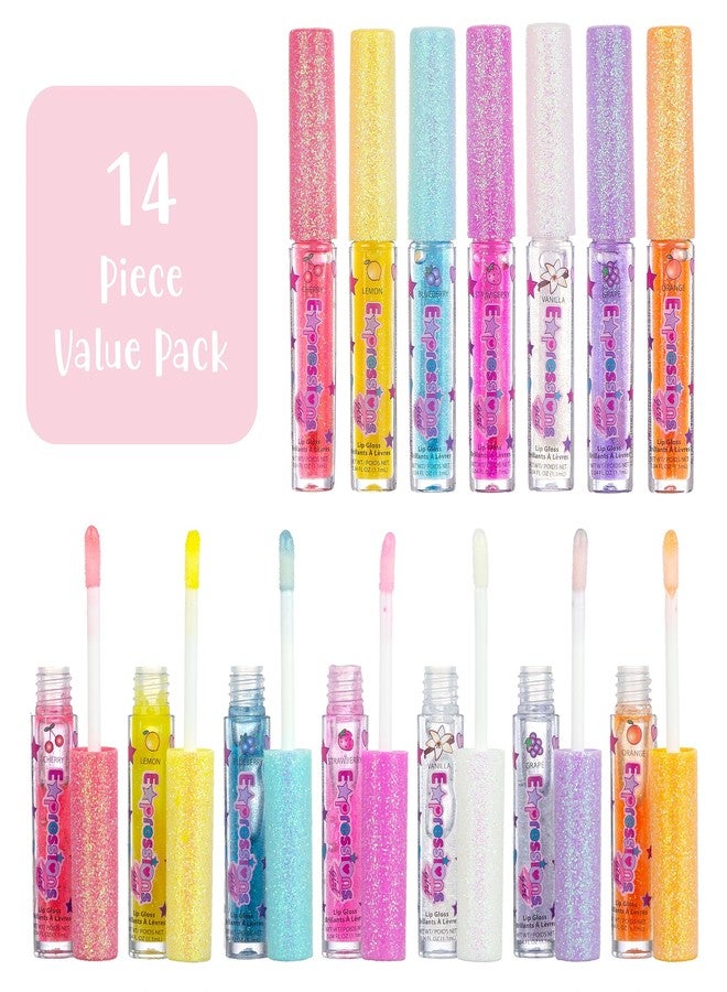 Expressions Girl 14pc Fruity Flavored Lip Gloss Set - Lip Gloss in Assorted Fruity Flavors, Non Toxic Makeup for Kids & Teens - Image 2
