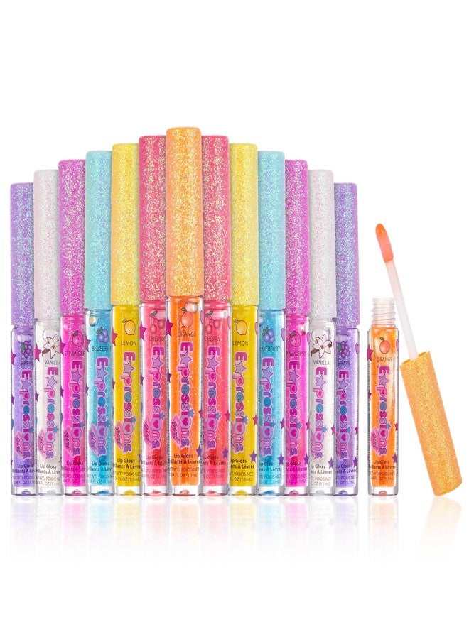 Expressions Girl 14pc Fruity Flavored Lip Gloss Set - Lip Gloss in Assorted Fruity Flavors, Non Toxic Makeup for Kids & Teens - Image 1