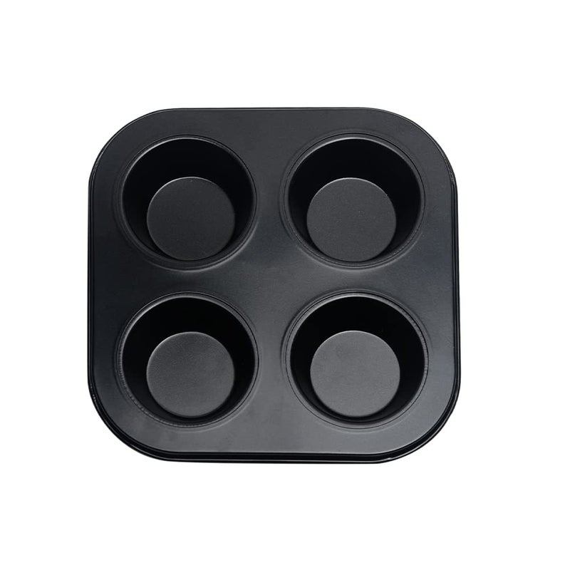 beiyoule 4 Cup Muffin Pan Mold - Non-Stick Cupcake Baking Tray/Tin - Carbon Steel Cake Mould For Home Cafe Bar And Restaurant (Black) - Image 5