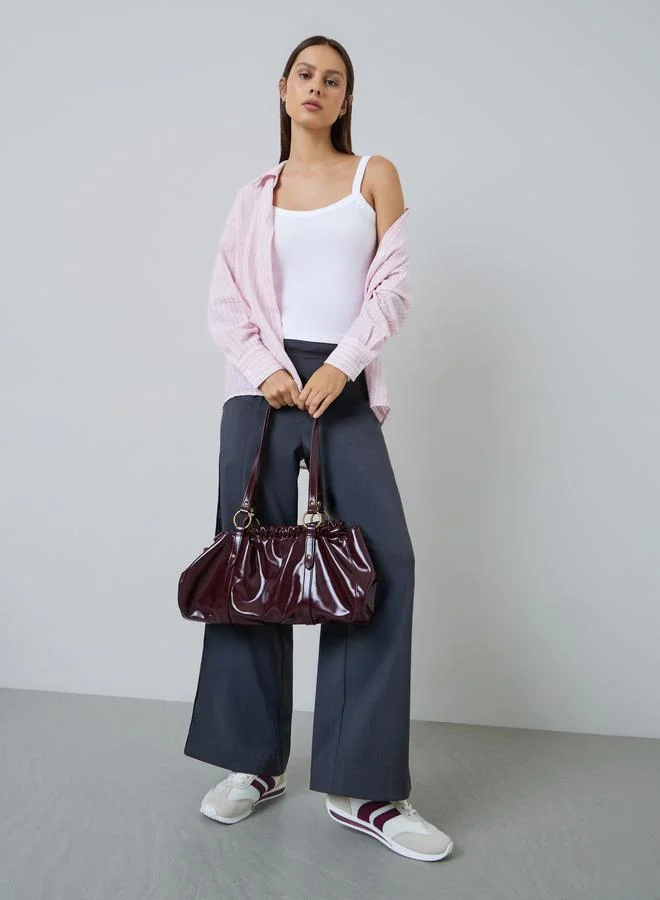 Styli White Ribbed Broad Strap Tank Top