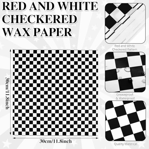 Geosar 100 Pcs Gingham Party Supply Disposable Paper Food Tray Bulk Disposable Food Boat with Checkered Wax Paper Sheet Checkered Wrapping Supply for Carnival Picnic Birthday Party (Black White) - Image 3