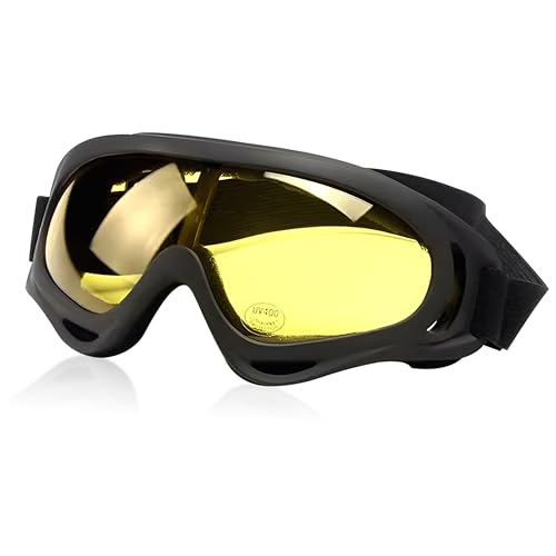 MIKANIX Motorcycle Riding Eyewear Helmet Goggles Anti Scratch | UV Protective Windproof Dirt Shield for Cycling, Bike Riding Off Road Racing and Outdoor Activities (Yellow) - Image 1