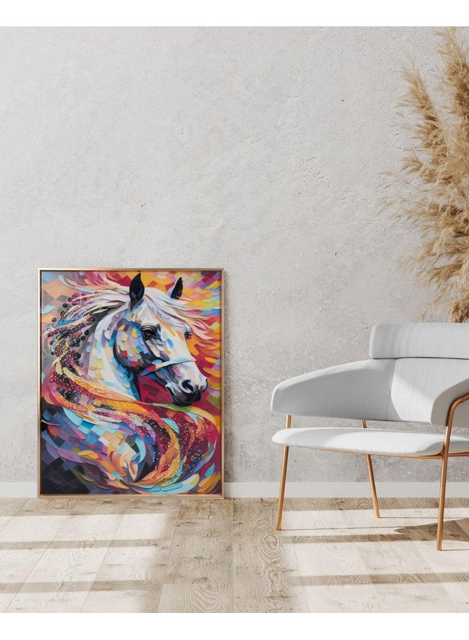 MODECOR Colour Splash Horse Wall Art - 40x50 cm Digitally Printed Design with Embedded Crystals, Acrylic Layer & Aluminium Frame | Vibrant Multicolour Home & Office Wall Décor - Image 3