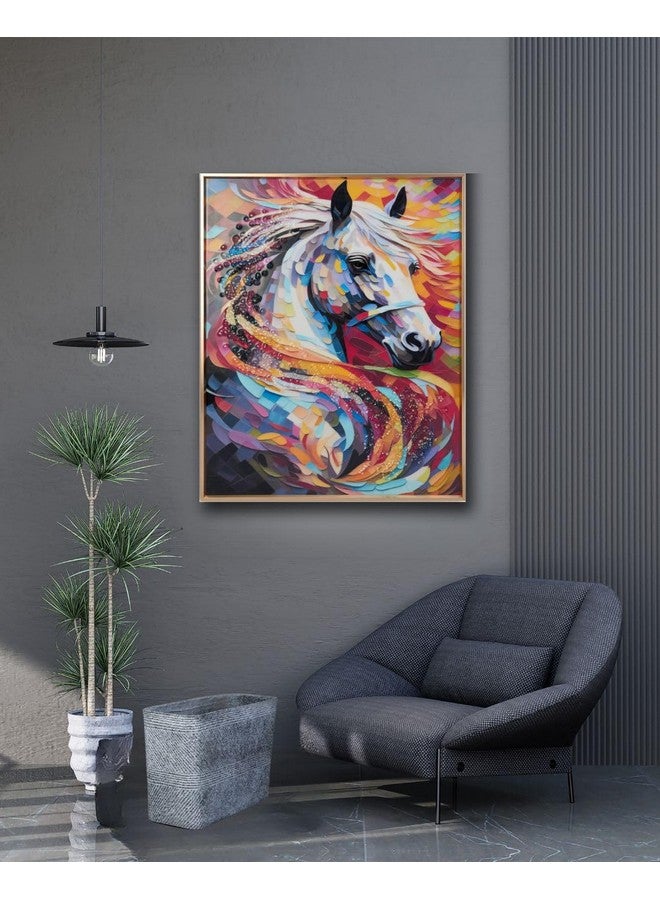 MODECOR Colour Splash Horse Wall Art - 40x50 cm Digitally Printed Design with Embedded Crystals, Acrylic Layer & Aluminium Frame | Vibrant Multicolour Home & Office Wall Décor - Image 5