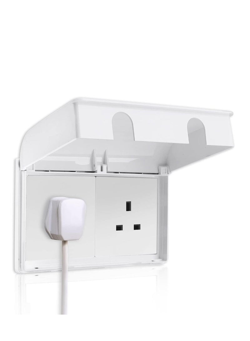 KASTWAVE Socket Cover Box, Childproof Electrical Outlet Protector, Waterproof Plug & Light Switch Guard, Baby Proofing Safety for Home Security, 86-Type Double-Position Socket Cover, White - Image 1