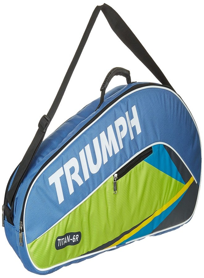 ترايامف مضرب تنس الريشة Triumph Wizard Graphite Hotmelt خفيف الوزن مع حقيبة تنس الريشة Titan-6R ذات حجرتين، لون أزرق سماوي/ليموني - Image 3