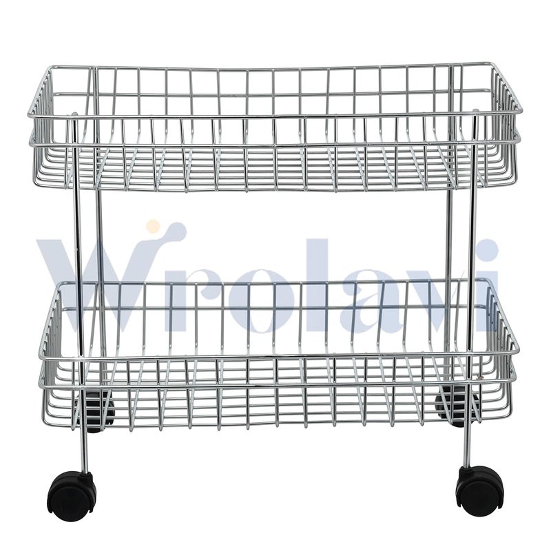Wrolavi Stainless Steel Kitchen Storage Rack 2 Shelf Trolley - Image 5