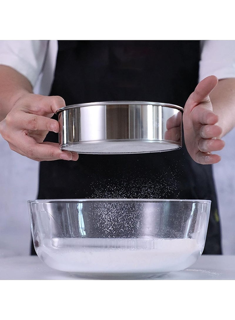 BLACKSTONE 25CM Stainless Steel Fine Mesh Flour Sifter for Baking Cakes and Bread Professional Silver Round Powder Strainer and Fast Sugar Sieve Kitchen Tool - Image 2