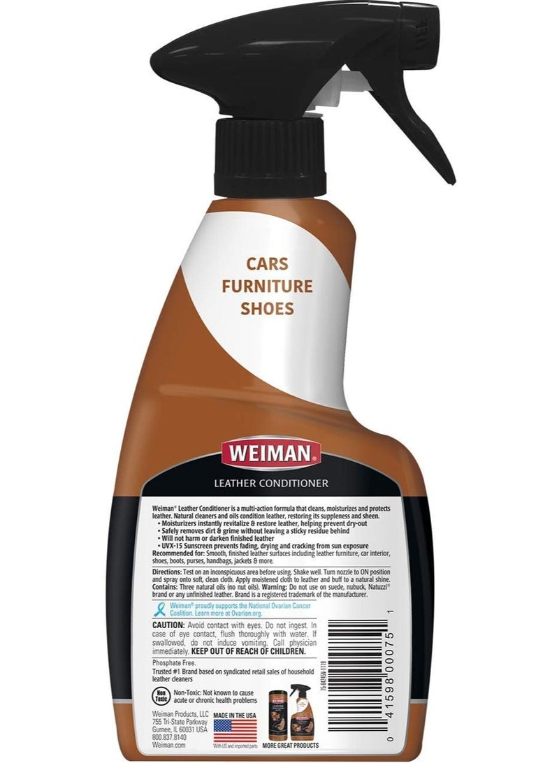 Weiman منظف ومكيف الجلد ويمن 355 مل – يمنع التشقق والتلاشي، ينظف، يكيف، ويحمي أثاث الجلد، مقاعد السيارات، الأحذية، الحقائب، والإكسسوارات - Image 3