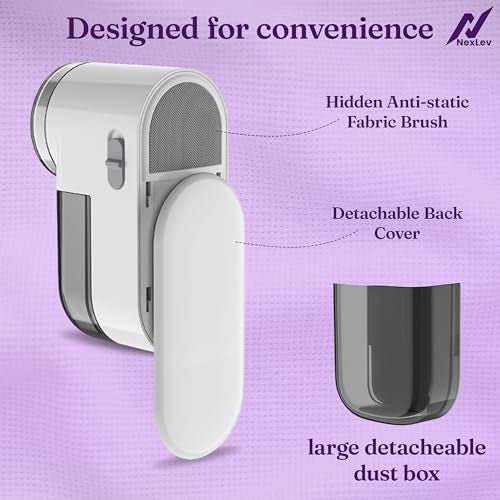 NexLev Portable Cordless Lint Remover | for Woollen, Sweaters, Jackets, Carpets | Fabric Brush | Rue & Burr Remover | Battery Powered Shaver | SS Blade | Safety Lock | LR-03 - Image 5