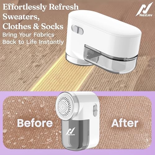 NexLev Portable Cordless Lint Remover | for Woollen, Sweaters, Jackets, Carpets | Fabric Brush | Rue & Burr Remover | Battery Powered Shaver | SS Blade | Safety Lock | LR-03 - Image 4