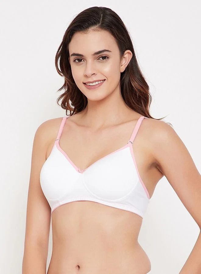 كلوفيا Clovia Padded Non-Wired Full Coverage Multiway T-shirt Bra in White - Cotton