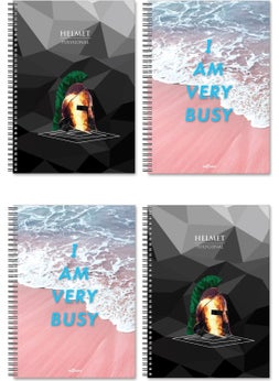 Le Color 4-Piece School Notebook Set A4 2 Helmets 2 Busy Squares 200 Pages  - Image 1