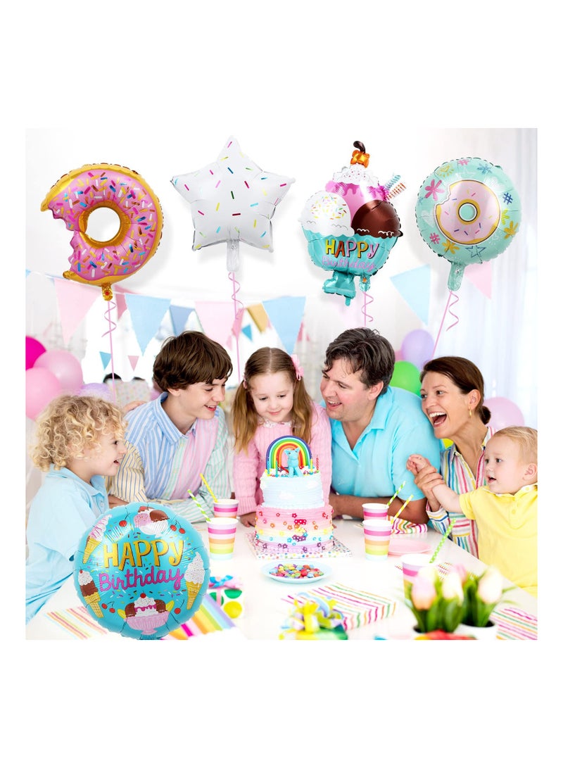 SYOSI Birthday Party Decorations, Donut Birthday Party Decorations for Girls, 5Pcs Sweet Donut Ice Cream Foil Balloons, Donut Party Decorations, Happy Birthday Decorations, for Girls Kids Women - Image 4