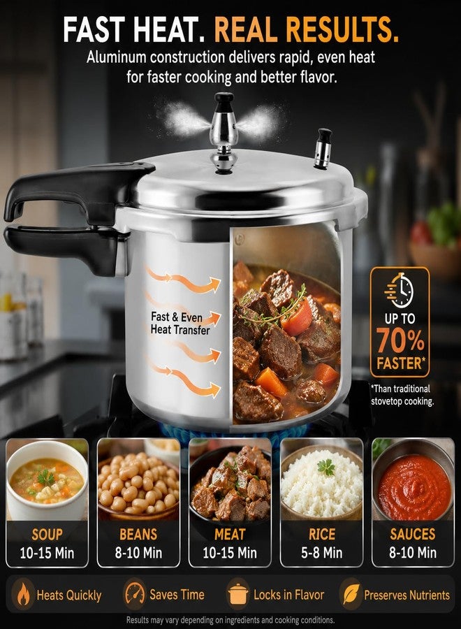 BreeRainz 12 Quart Aluminum Pressure Cooker with Steaming Rack - Image 2
