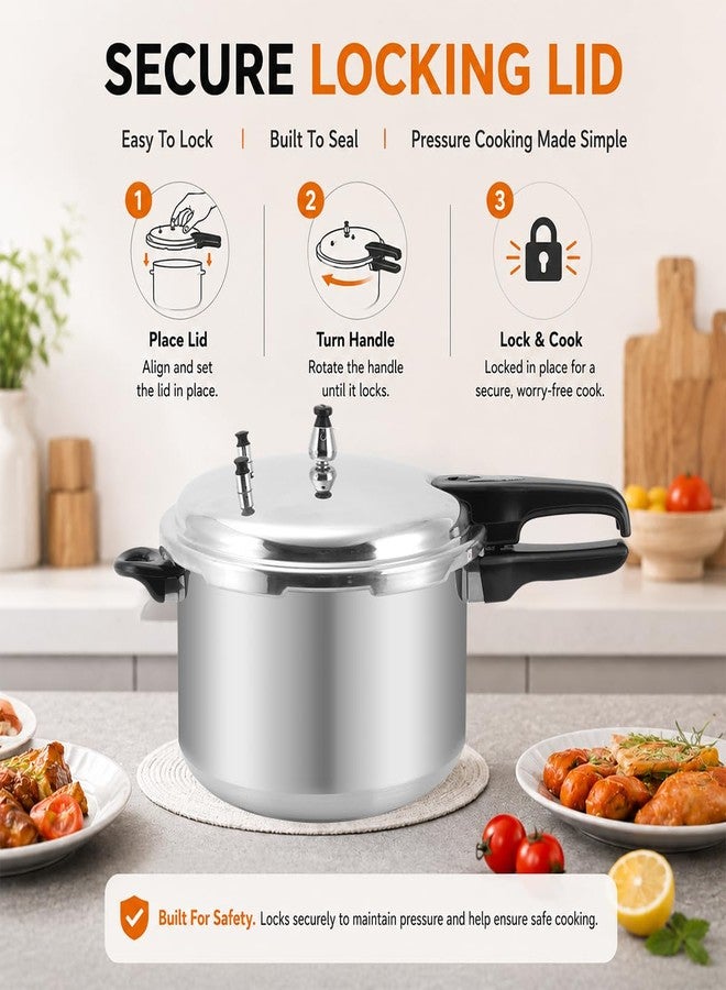 BreeRainz 12 Quart Aluminum Pressure Cooker with Steaming Rack - Image 3