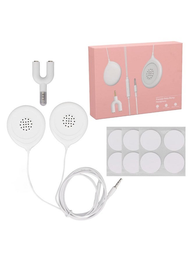 Sonew Baby Bump Headphones, Prenatal Belly Speakers for Women During Pregnancy, 12 Sticker Pregnancy Headphone for Women Mother, White - Image 1
