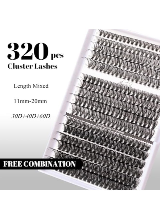 Magnetic SL Lash Clusters 320pcs Individual Lashes 30D40D60D DIY Lash Extensions Lash Clusters False Eyelashes Natural Look 1120mm Mix Cluster Eyelash Extensions EASY TO USE 30D40D60D007D - Image 3
