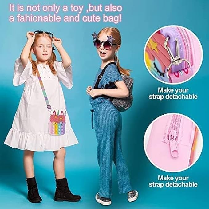 4AJ BAZAAR Unicorn Bag Sling Bag Toy for Girls Kids, Pop It Bag for Girls, Pop It Fidget Toy Shoulder Bag Stress Relief Toy (POPBAG-Pack of 6) - Image 5