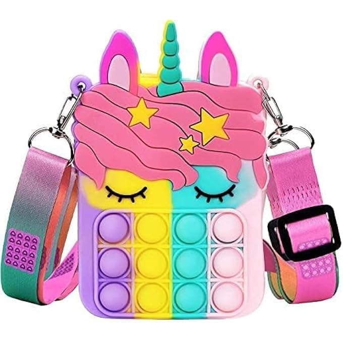 4AJ BAZAAR Unicorn Bag Sling Bag Toy for Girls Kids, Pop It Bag for Girls, Pop It Fidget Toy Shoulder Bag Stress Relief Toy (POPBAG-Pack of 6) - Image 2