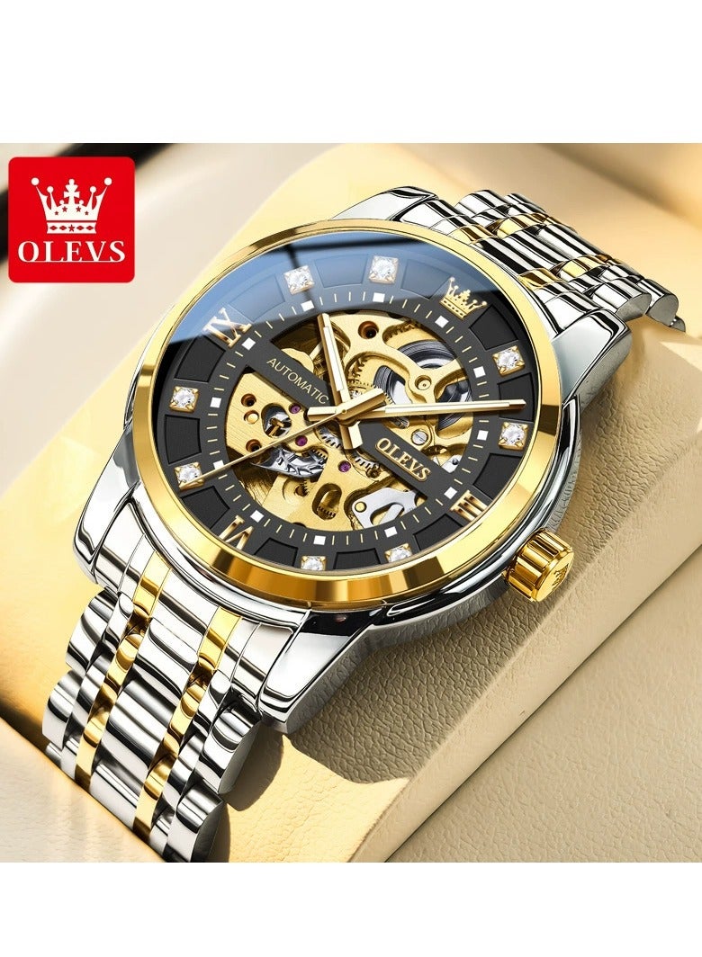 أوليفز ساعة OLEVS الرجالية الميكانيكية الفاخرة المرصعة بالألماس الهيكلي 9901 - Image 1