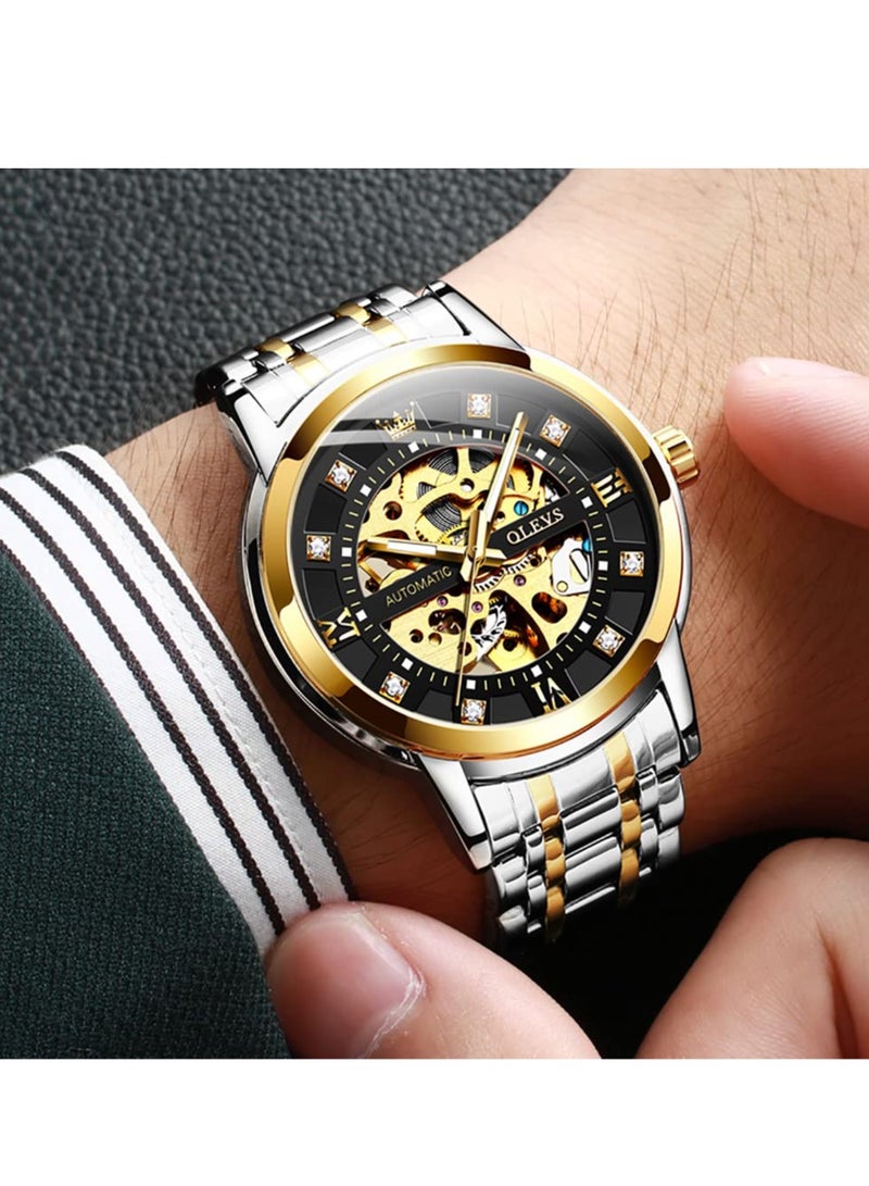 أوليفز ساعة OLEVS الرجالية الميكانيكية الفاخرة المرصعة بالألماس الهيكلي 9901 - Image 2