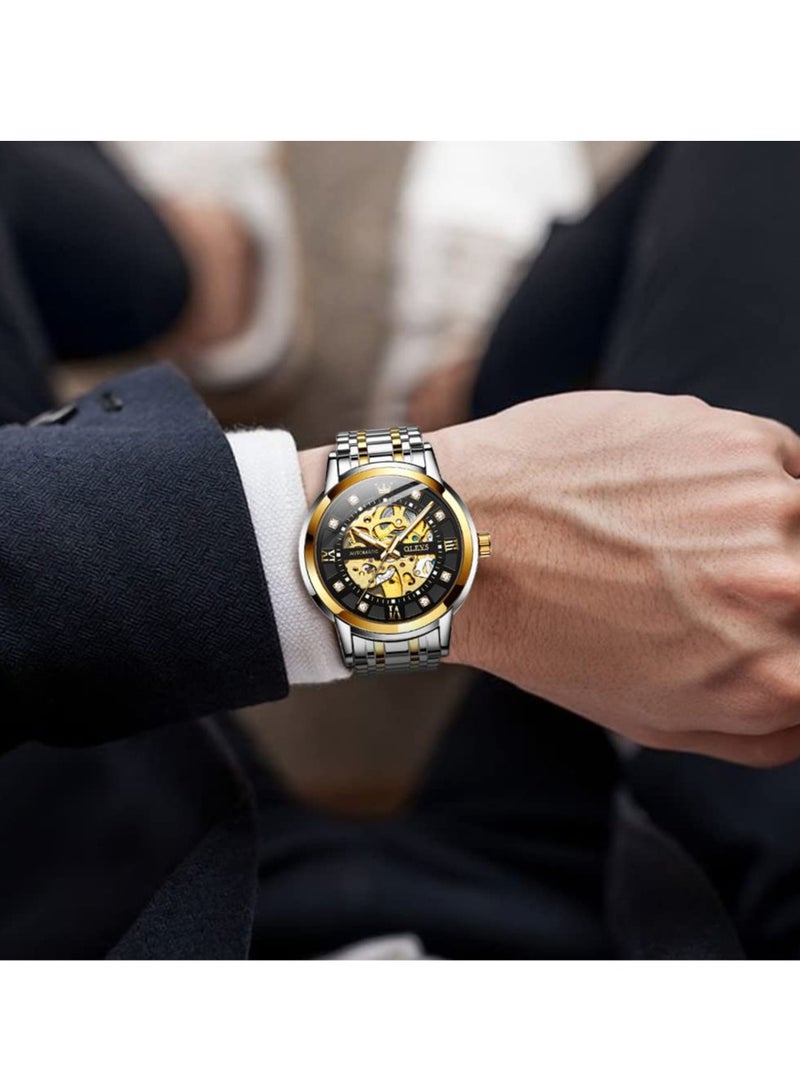 أوليفز ساعة OLEVS الرجالية الميكانيكية الفاخرة المرصعة بالألماس الهيكلي 9901 - Image 3