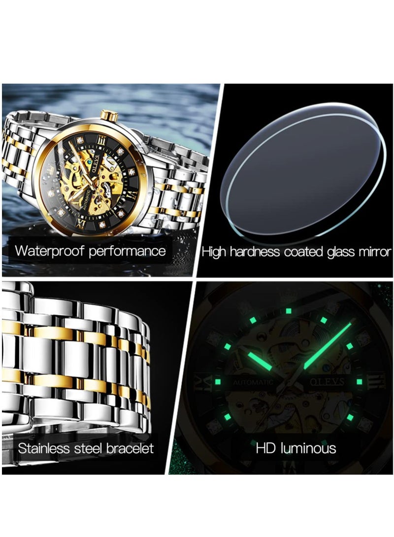 أوليفز ساعة OLEVS الرجالية الميكانيكية الفاخرة المرصعة بالألماس الهيكلي 9901 - Image 4