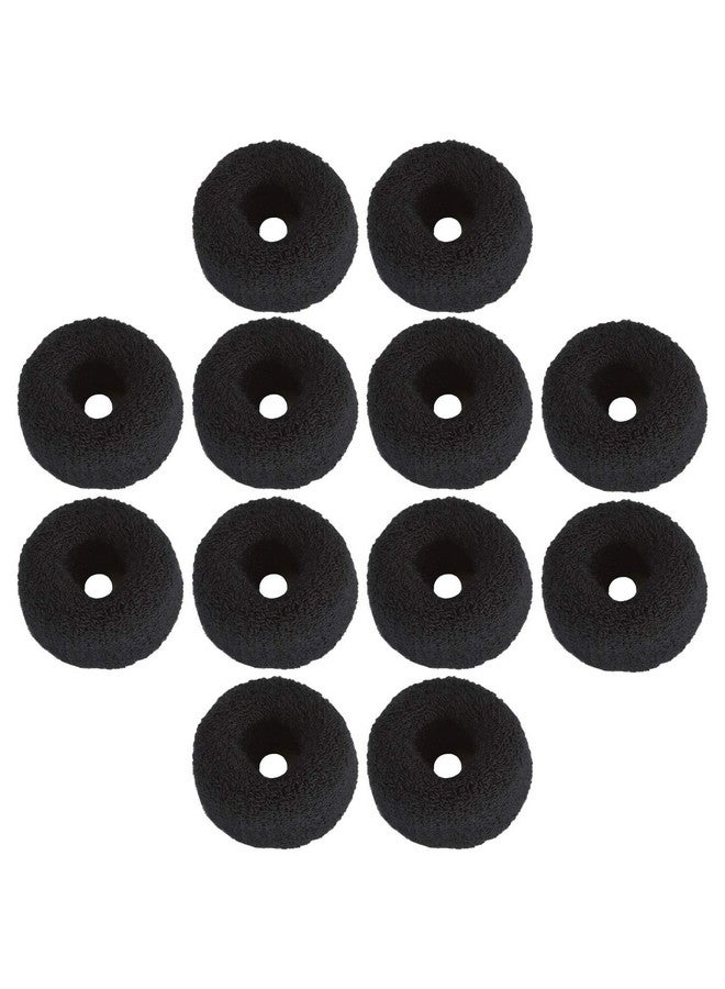 Angla 12 Pack Black Terry Cloth Towel Elastic Stretchy Wide Thick Hair Ties Scrunchies Ties Hair Ring Loop No Crease Seamless Elastics Rubber Hair Bands Ponytail Holder Hair Accessories For Women Girls - Image 1