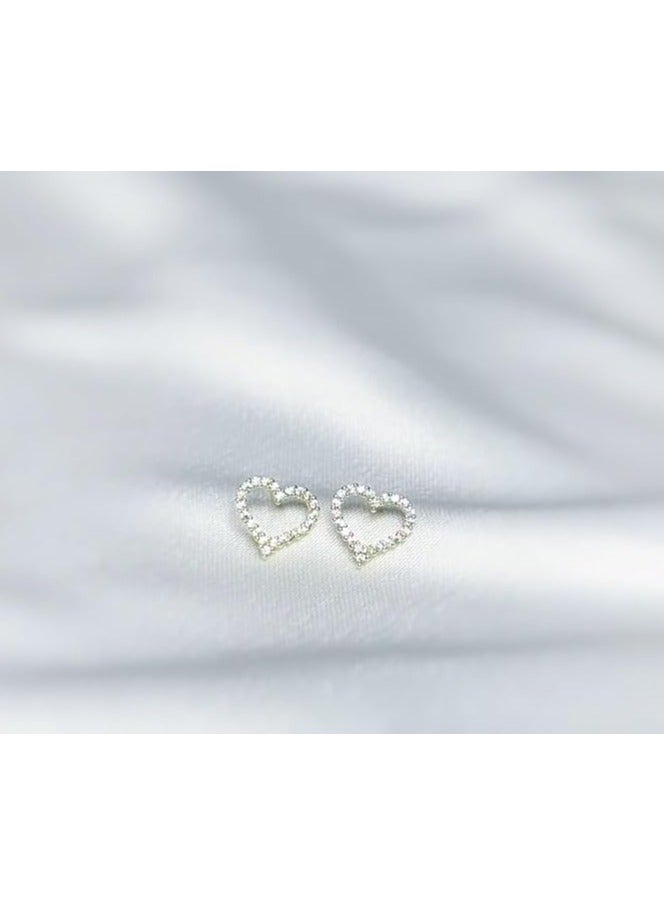 بونكا أقراط بونكا الأنيقة للفتيات والنساء تستحقها كل امرأة    حلق قلب - فضي مع قطع ذهبية - Image 2