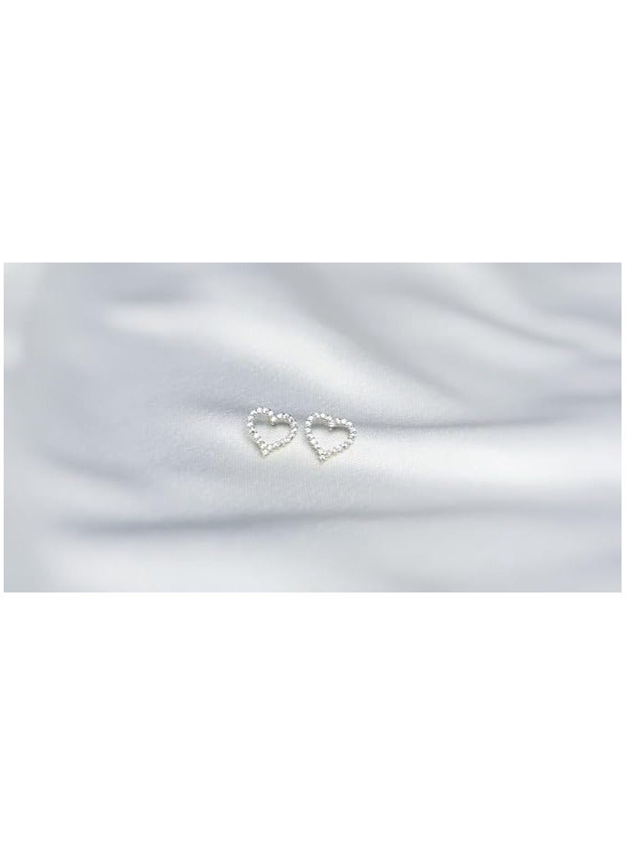 بونكا أقراط بونكا الأنيقة للفتيات والنساء تستحقها كل امرأة    حلق قلب - فضي مع قطع ذهبية - Image 3