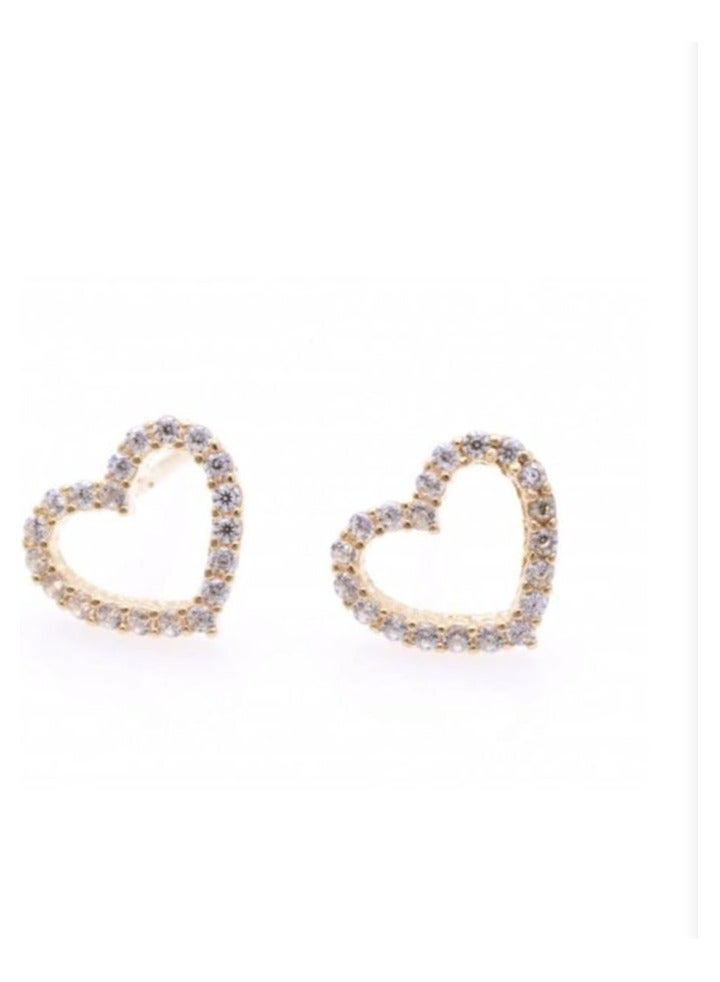 بونكا أقراط بونكا الأنيقة للفتيات والنساء تستحقها كل امرأة    حلق قلب - فضي مع قطع ذهبية - Image 4