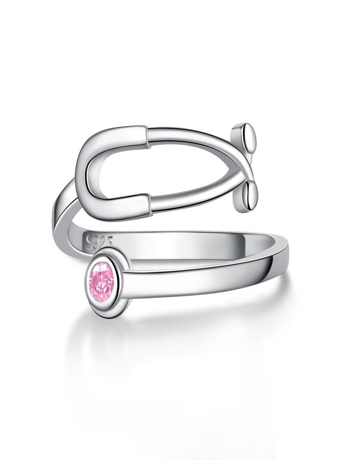 YLT Silver Stethoscope Heartbeat Ring - Nurse Necklace for Women Graduation Student Doctor Friend Mother - Forever Love Jewelry - Image 1