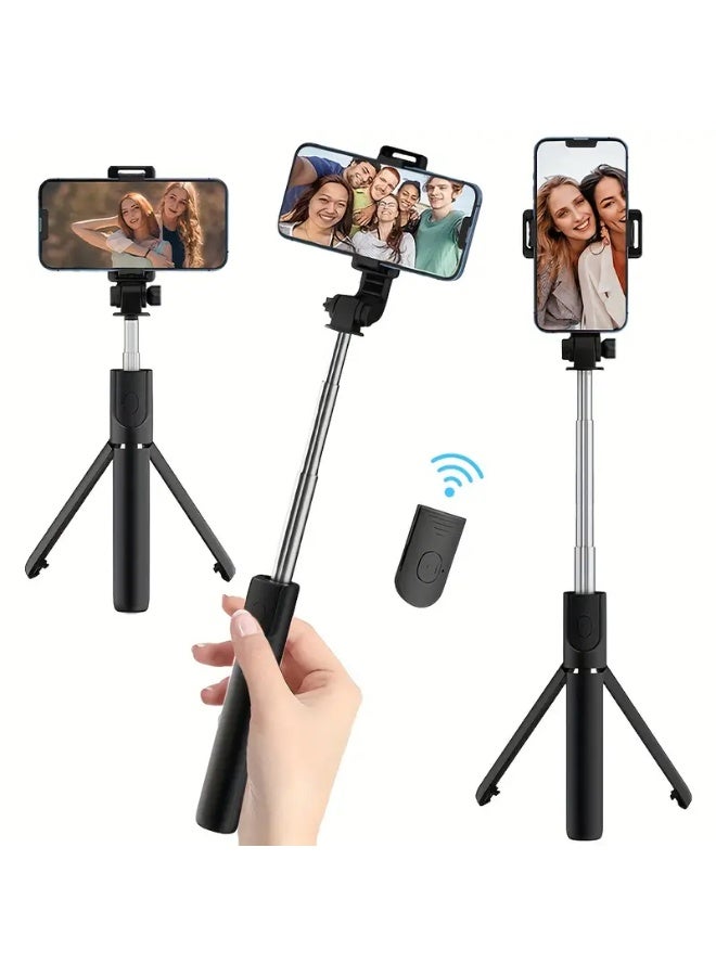 كيه أند أتش عصا سيلفي ثلاثية الوظائف K07 مع حامل ثلاثي مع جهاز تحكم بلوتوث — قابلة للتمديد حتى 27.6 بوصة، متوافقة مع iOS و Android - Image 1
