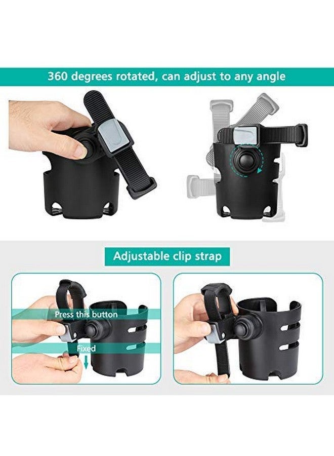 accmor Stroller Cup Holder With Adjustable Strap, 360 Degree Rotatable Universal Cup Holder For Uppababy, Nuna, Doona Stroller, Cup Holder For Stroller, Wheelchair, Walker, Rollator - Image 4
