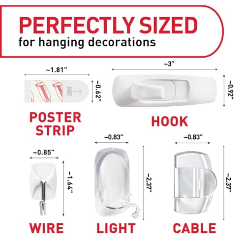 Command Hang and Decorate Kit, 6 Small Toggle Hooks, 2 Medium Utility Hooks, 4 Medium Cord Clips, 10 Light Clips, and 20 Poster Strips, Dorm Room Essentials - Image 2