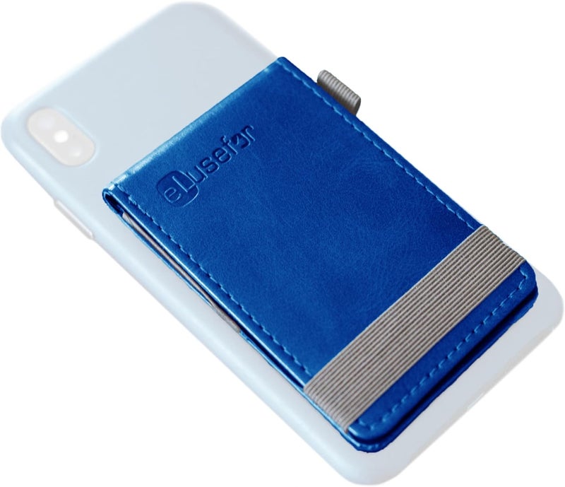 eLusefor Stick-On Phone Wallet & Card Holder for Back of iPhone or Android Case - Royal Blue - Image 1