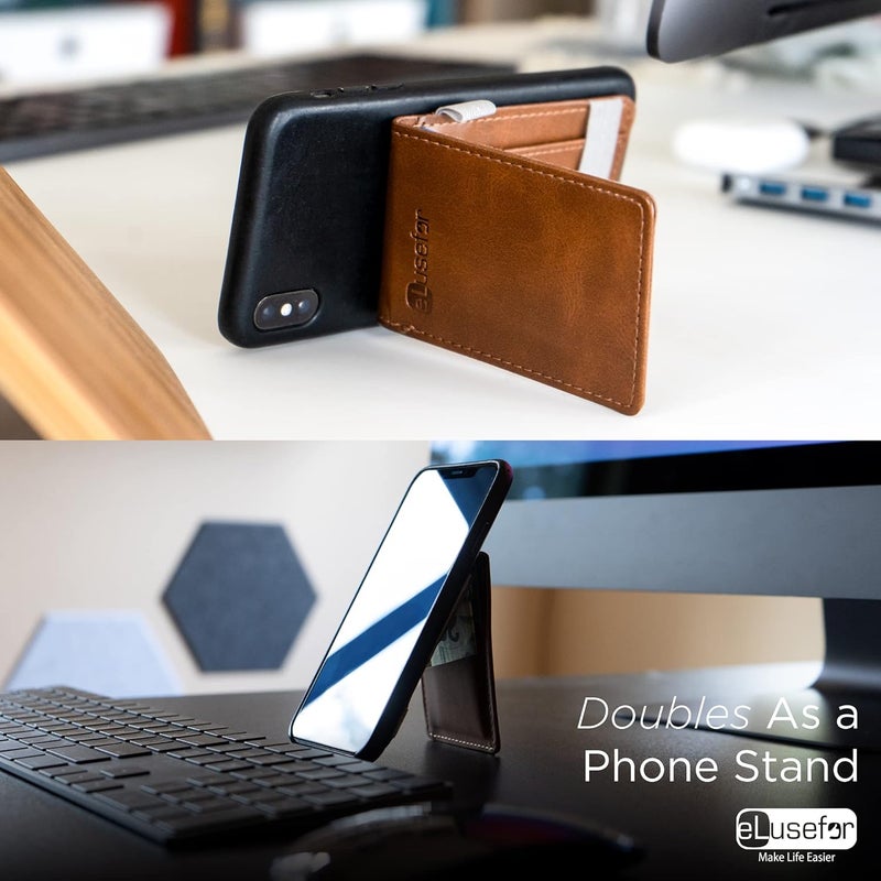 eLusefor Stick-On Phone Wallet & Card Holder for Back of iPhone or Android Case - Royal Blue - Image 4