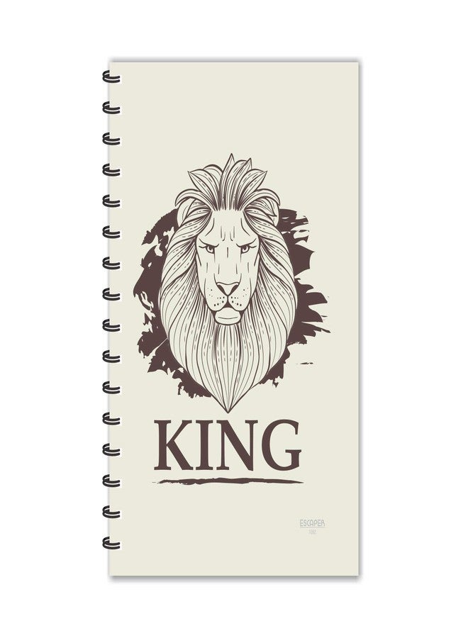 ESCAPER مفكرة إسكيبر كينج - مفكرة بنية اللون بتصميم وجه أسد، مسطرة - مقاس A5 - 8.5 × 5.5 بوصة، قاعدة كريمية، مفكرة أسد، مفكرة حيوانات، مفكرة كينج، دفتر ملاحظات، مفكرة للمكتب، مفكرة كهدية - Image 1