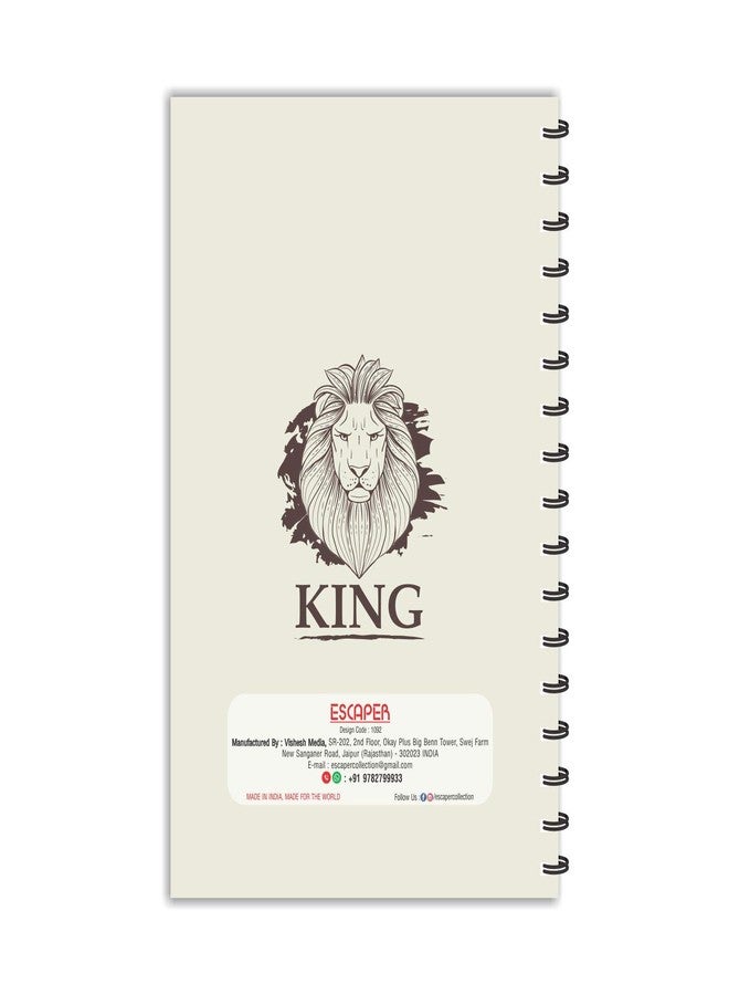 ESCAPER مفكرة إسكيبر كينج - مفكرة بنية اللون بتصميم وجه أسد، مسطرة - مقاس A5 - 8.5 × 5.5 بوصة، قاعدة كريمية، مفكرة أسد، مفكرة حيوانات، مفكرة كينج، دفتر ملاحظات، مفكرة للمكتب، مفكرة كهدية - Image 2