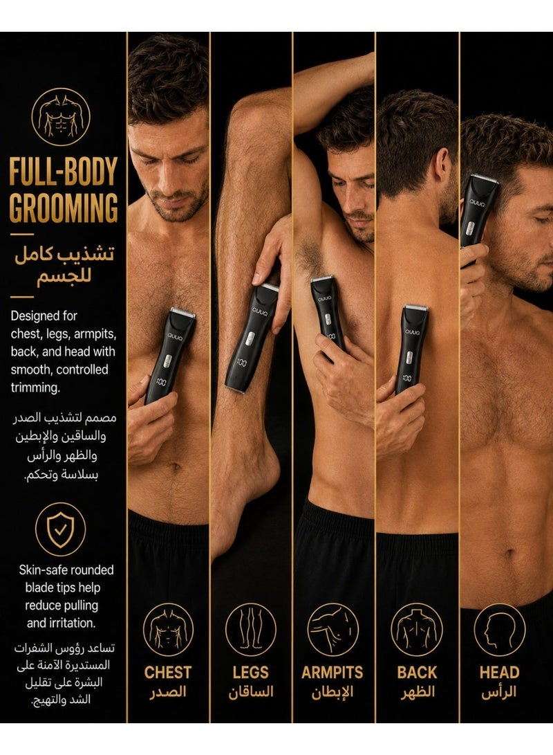 كويك ماكينة تشذيب وحلاقة للجسم والعناية بالجسم — طقم حلاقة متكامل مع ماكينة حلاقة للمنطقة الحساسة،  مشطين تحديد، شحن USB، مقاومة للماء، ومتوافقة مع شفرات الاستبدال - Image 4