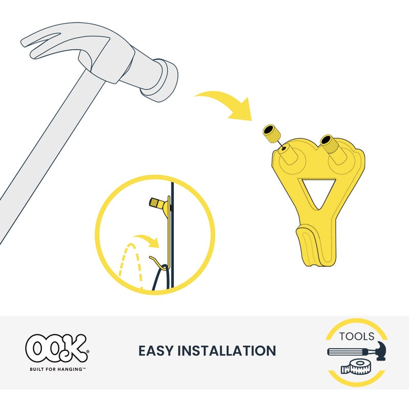 OOK 50616 Professional Picture Hangers, Art Hangers, Padded, Brass, Reusable Picture Hooks, 50lb (10 set) - Image 4