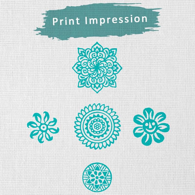 TWOGRAMS | Set of 5 | Wooden Indian Traditional Design Printing Stamps/Blocks for Printing Saree Border/Dresses/Craft Card Making/Scrapbook/Clay Pottery - Image 3