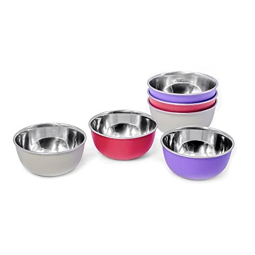 Bowl Fiery Stainless Steel Microwave Safe Bowls 6 Pieces Set (Multicolor 12Cm, 6 Pieces Set), 300 Milliliter - 300 Ml - Image 1