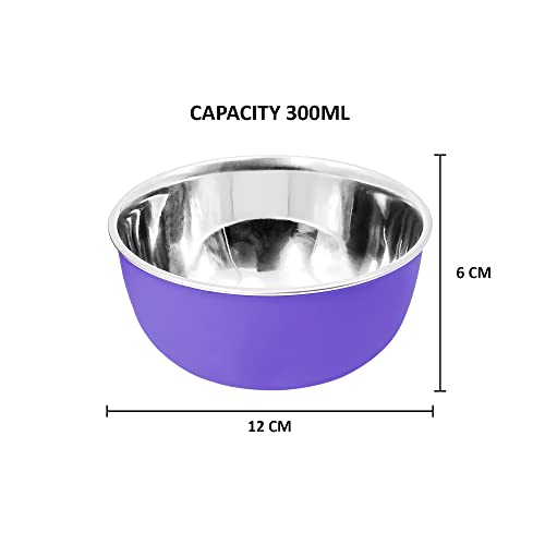 Bowl Fiery Stainless Steel Microwave Safe Bowls 6 Pieces Set (Multicolor 12Cm, 6 Pieces Set), 300 Milliliter - 300 Ml - Image 5