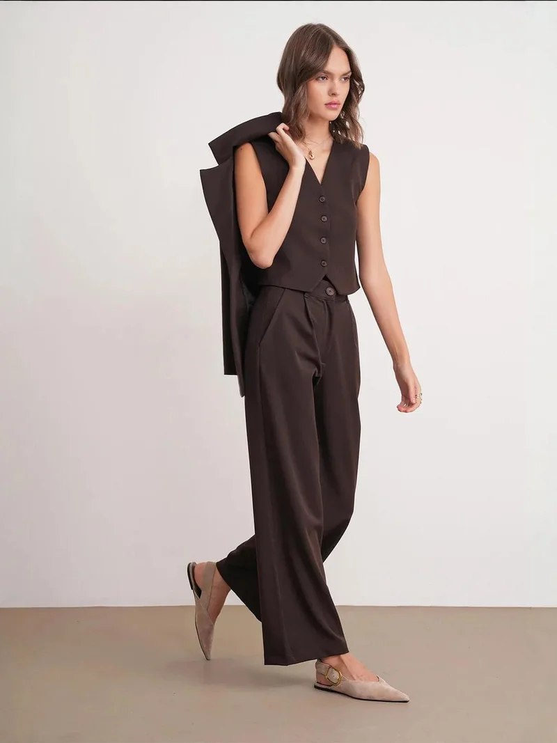 MixRay Mixray Pleated Palazzo Pants with Pockets