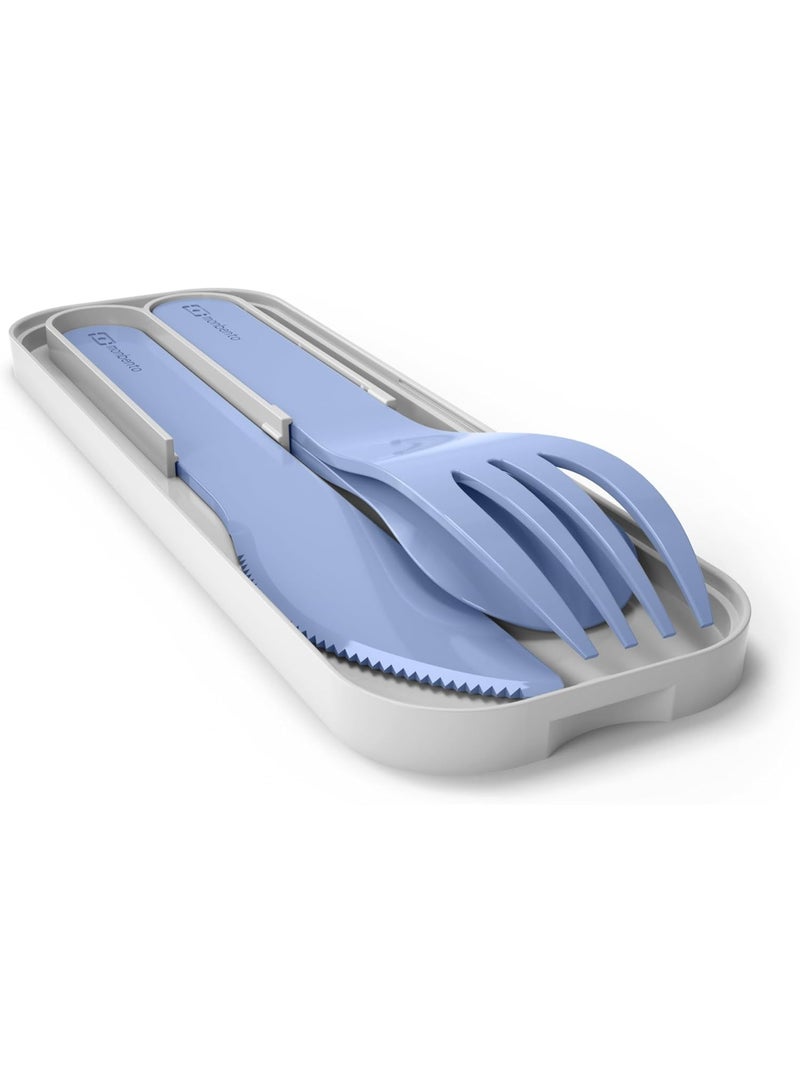 monbento Monbento Pocket Cutlery Set  Blue Infinity  Reusable Stainless Steel Fork, Knife & Spoon Set, Compact & Travel-Friendly Flatware for School, Office & Outdoor Use  - Image 1